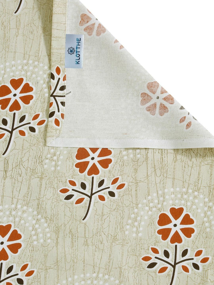 KLOTTHE Yellow Floral Cotton Single Bedsheets