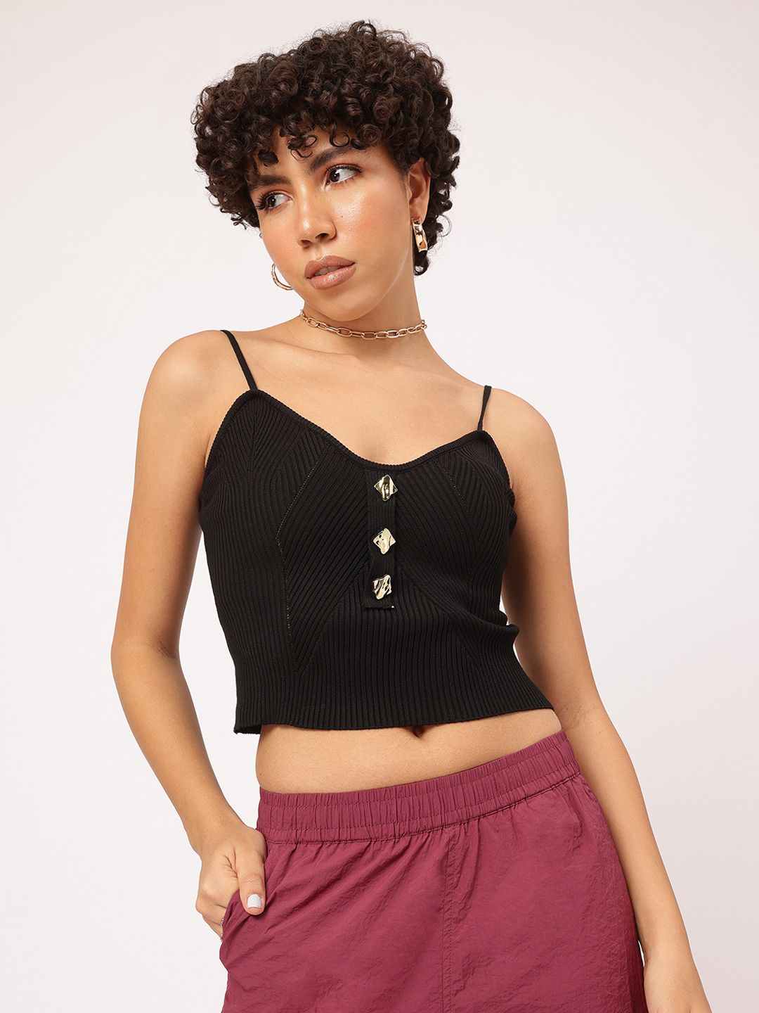 DressBerry Feminine Flair Strappy Textured Top