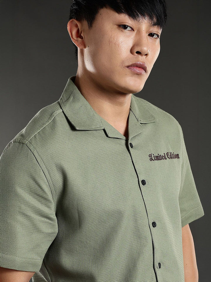 Eszett Limited Edition Embroidered Cutaway Collar Oversized Cotton Casual Shirt