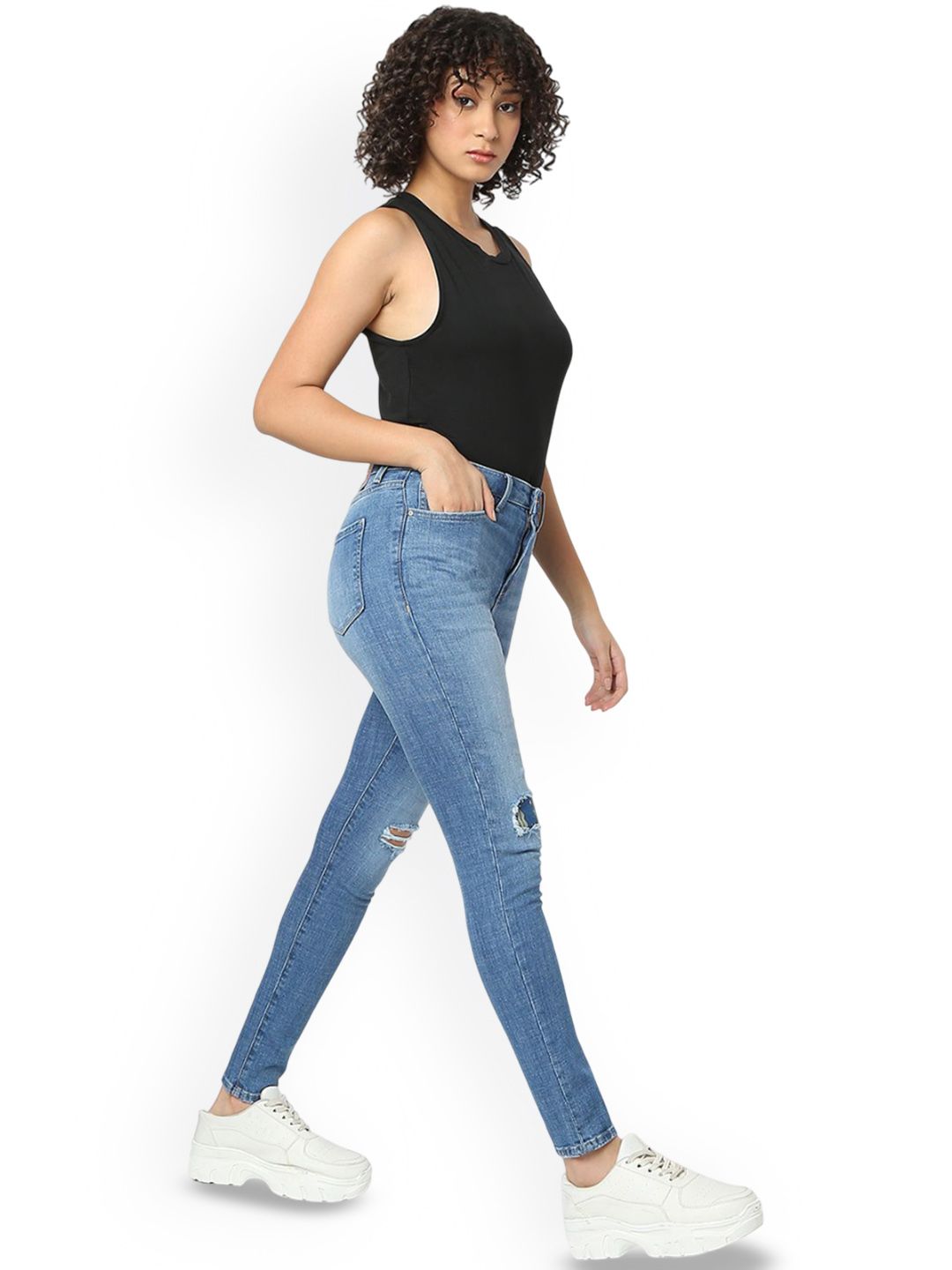 SPYKAR Women Super Skinny Fit High-Rise Mildly Distressed Light Fade Jeans