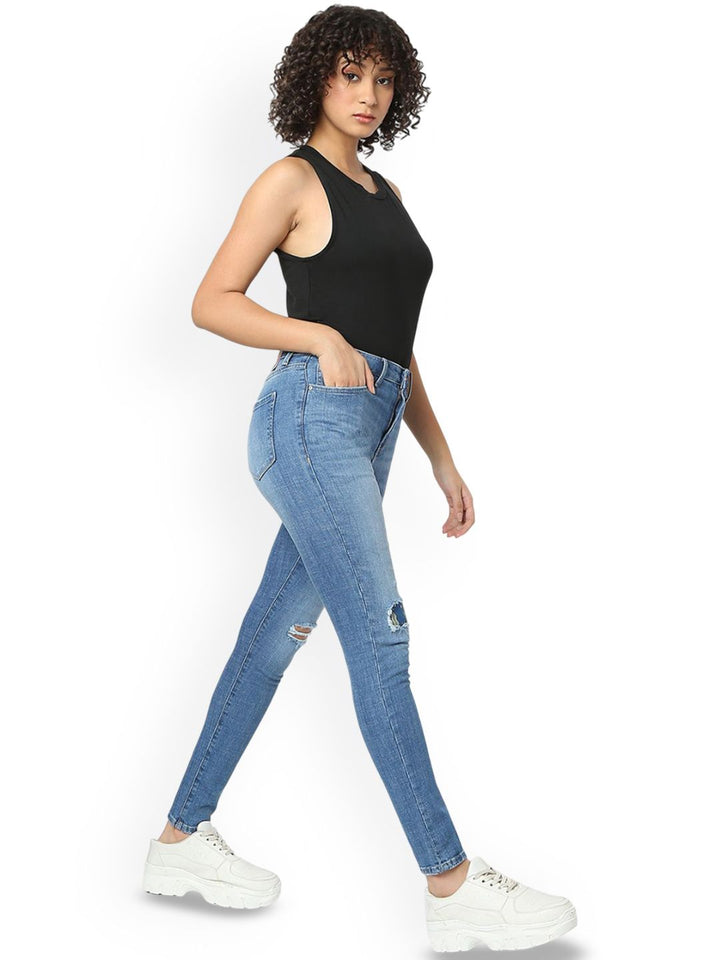 SPYKAR Women Super Skinny Fit High-Rise Mildly Distressed Light Fade Jeans