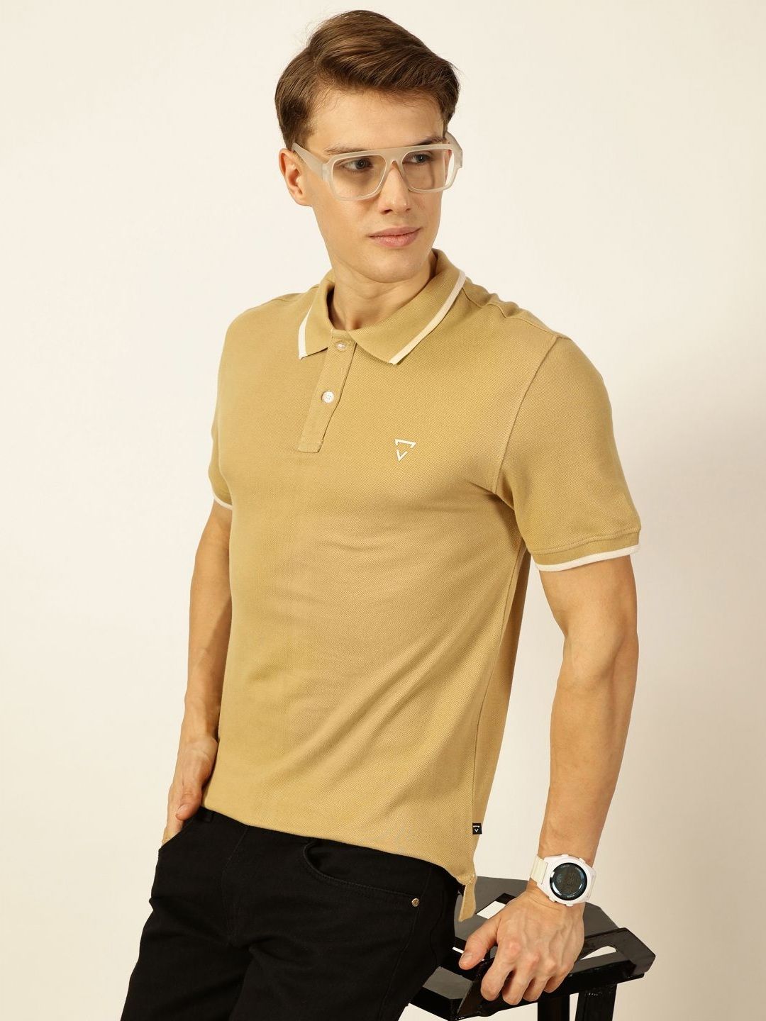Thomas Scott Men Solid Polo Collar Cotton T-shirt