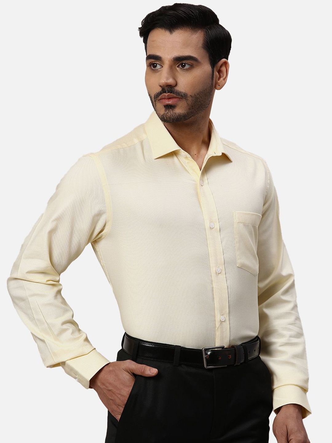Park Avenue Men Spread Collar Textured Cotton Formal Shirt