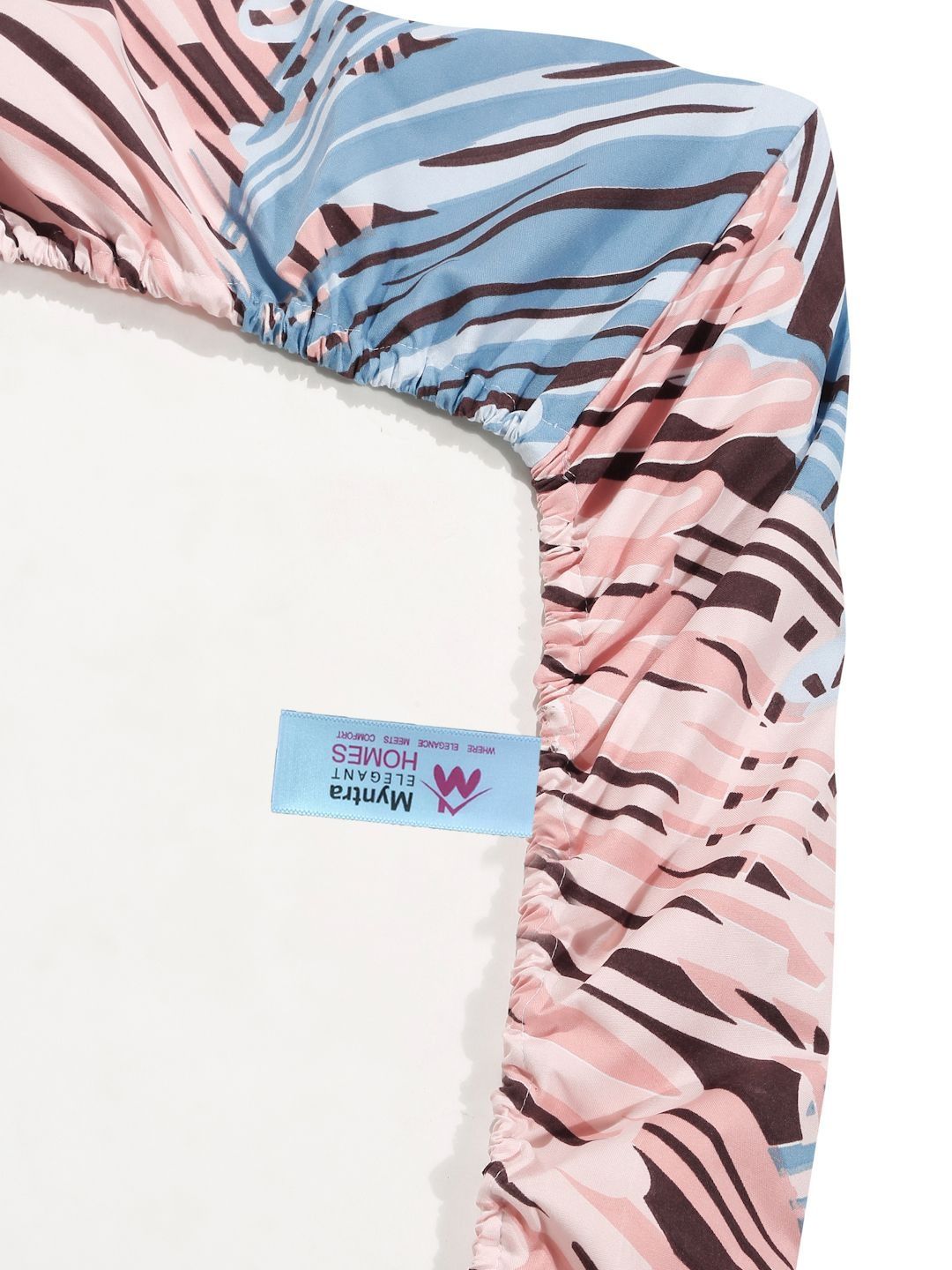 Myntra Elegant Homes Pink & Blue 300 TC Bedsheet with 2 Pillow Covers