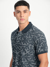 THE BEAR HOUSE Men Abstract Printed Slim Fit Cotton Polo T-shirt