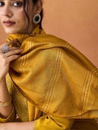 KALINI Ethnic Motifs Yoke Design Thread Work Straight Kurta With Trousers & Dupatta