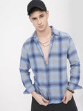 VASTRADO Men Classic Fit Spread Collar Checked Cotton Casual Shirt