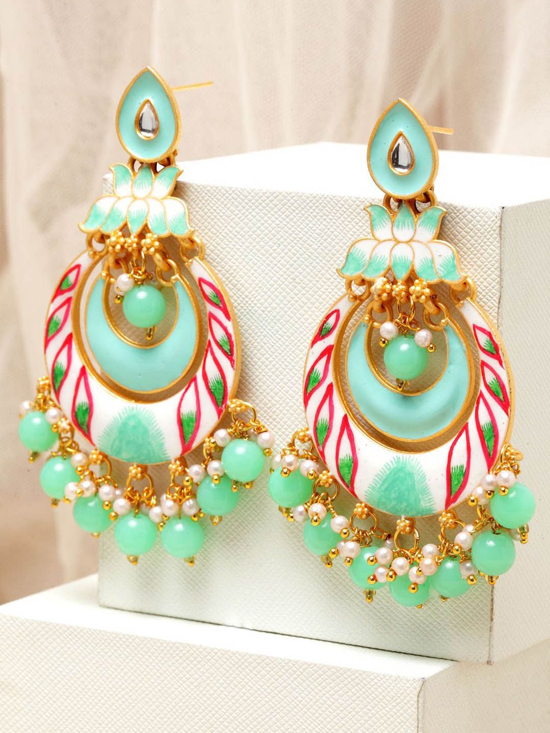 Anouk Gold-Plated Cubic Zirconia Studded Contemporary Drop Earrings