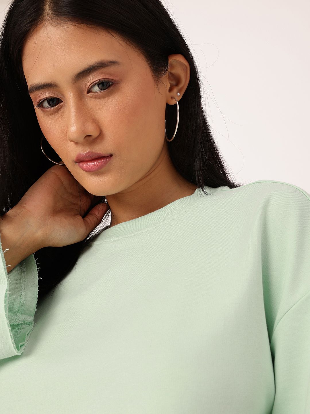 DressBerry Cotton Terry Boxy Crop Pullover Sweatshirts