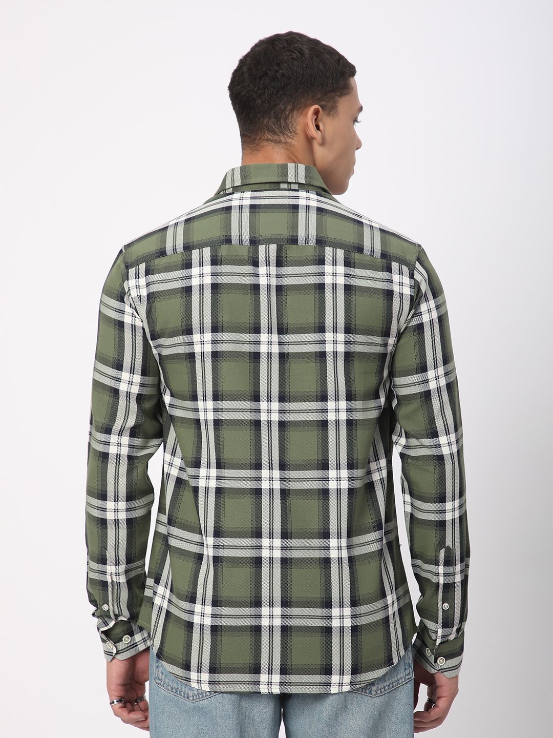 VASTRADO Men Classic Slim Fit Opaque Checked Pure Cotton Casual Shirt