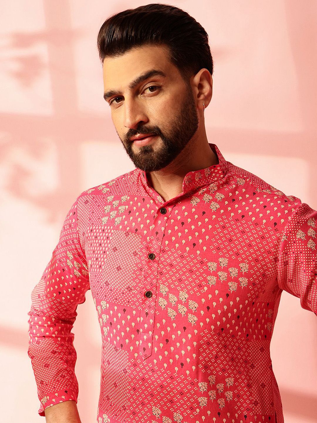 Anouk Men Bandhani Printed Regular Kurta with Pyjamas