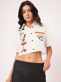 DressBerry Quirky Essentials Printed Crop Shirt