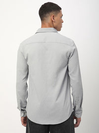 VASTRADO Men Classic Spread Collar Textured Slim Fit Casual Shirt