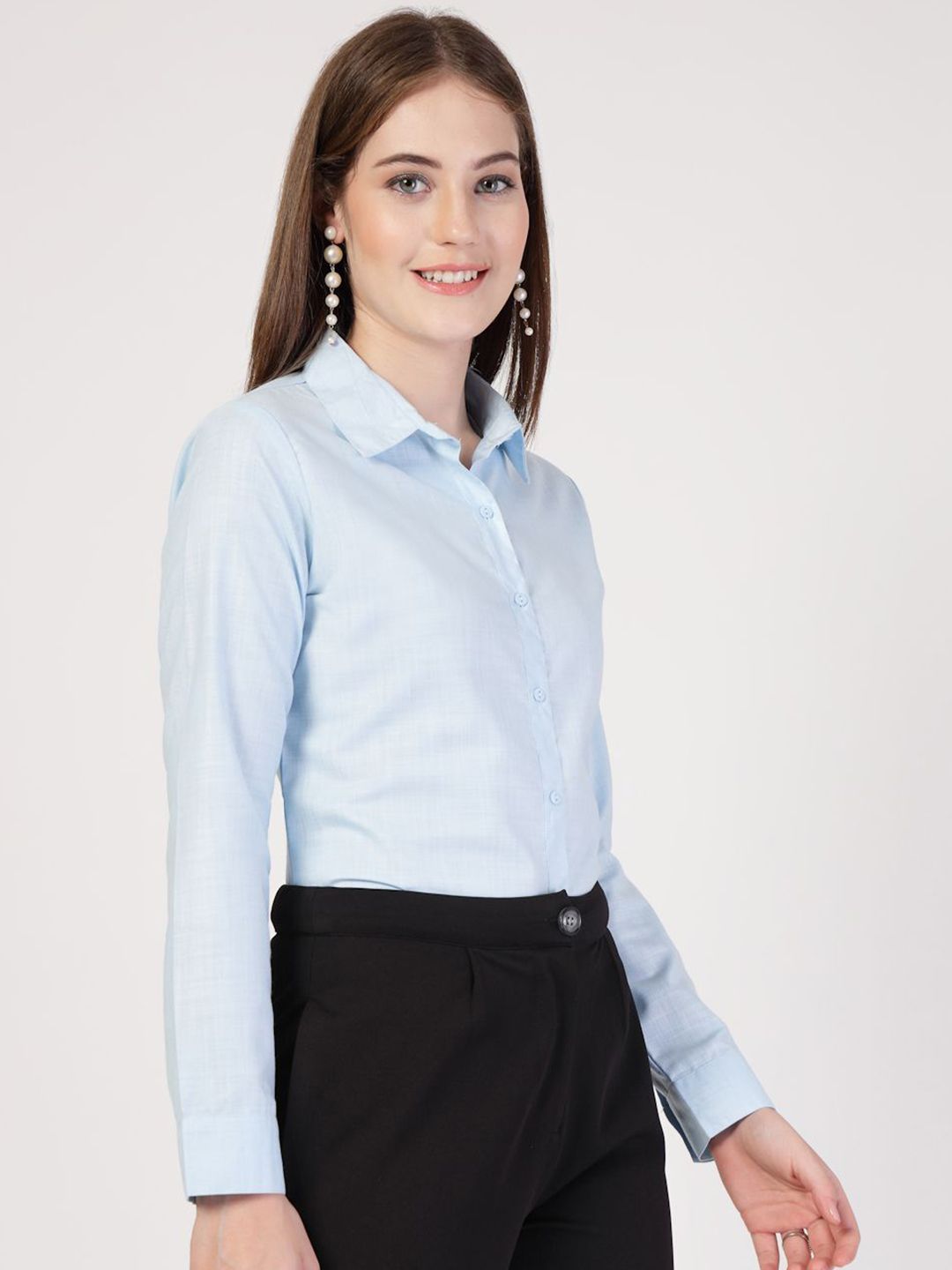 Style Quotient Women Smart Fit Solid Spread Collar Formal Shirt