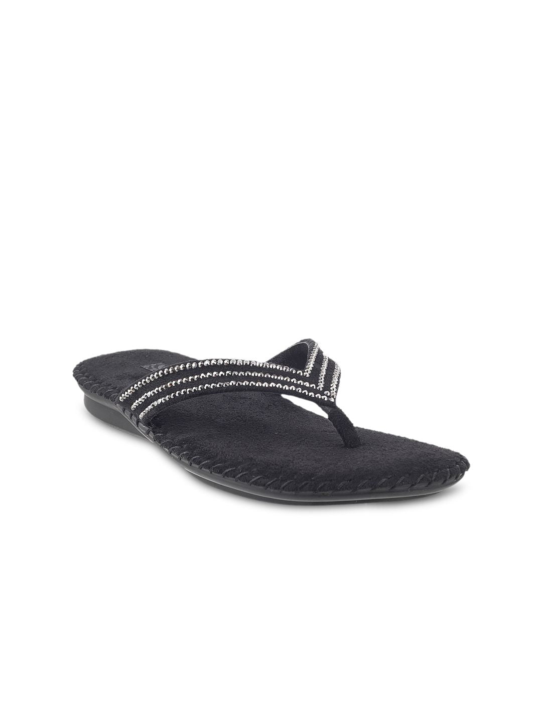 Mochi Women Black Studded Flats