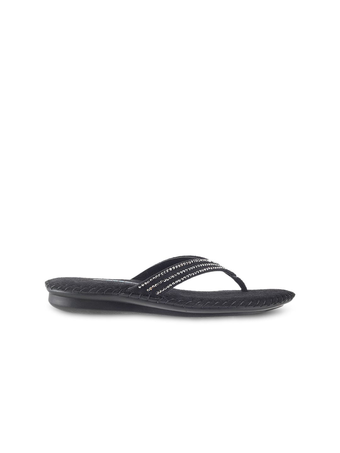 Mochi Women Black Studded Flats