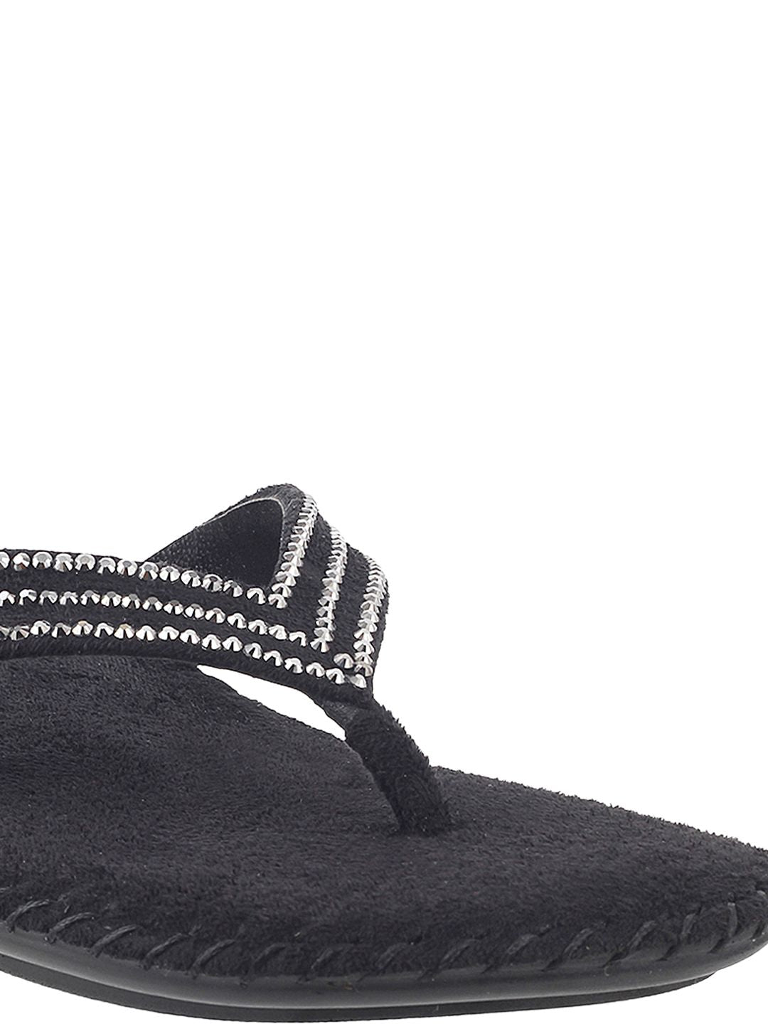 Mochi Women Black Studded Flats