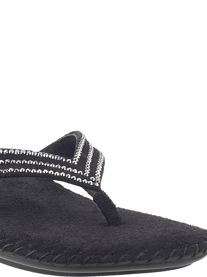 Mochi Women Black Studded Flats