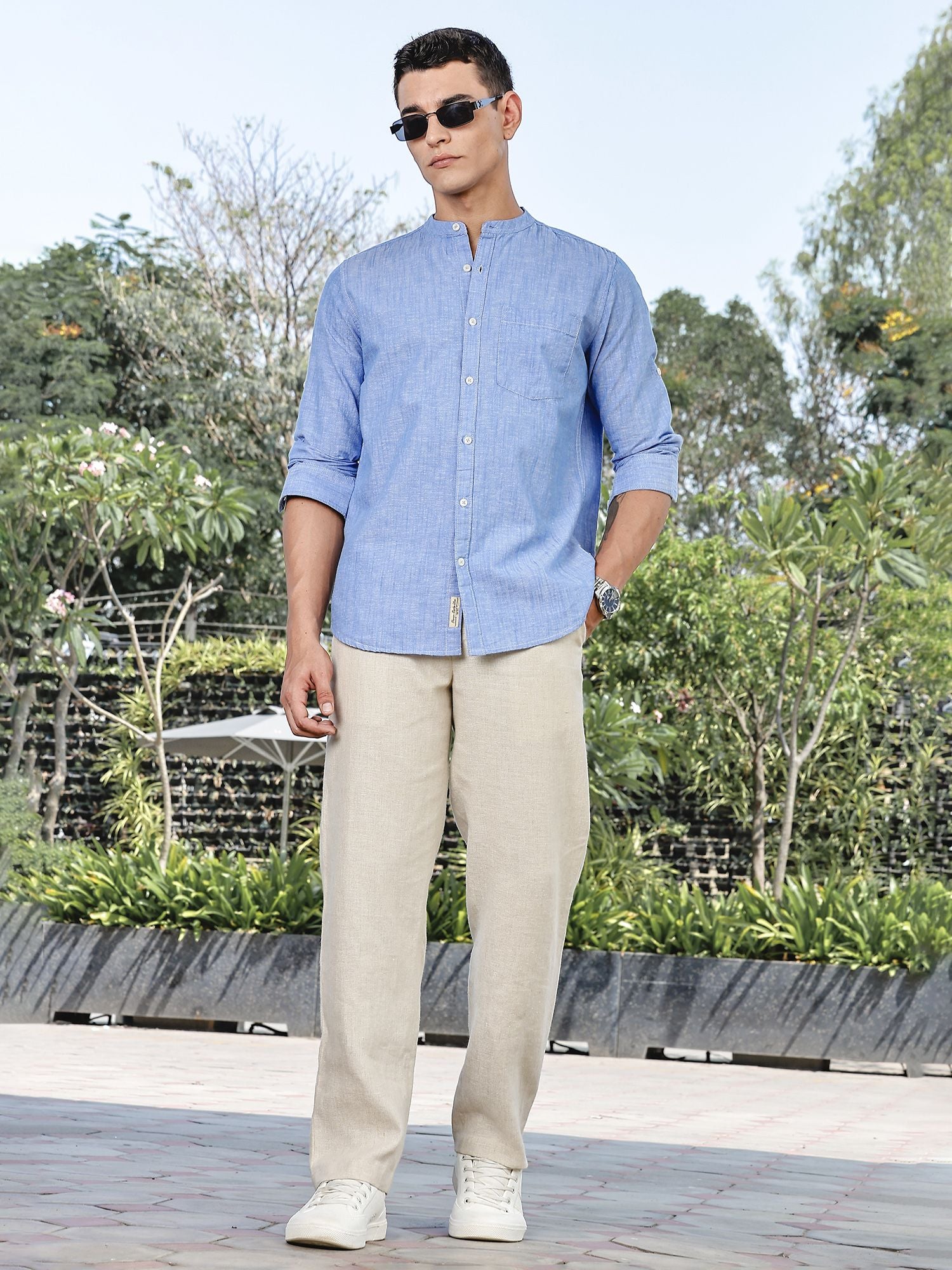 Thomas Scott Men Premium Slim Fit Opaque Casual Shirt