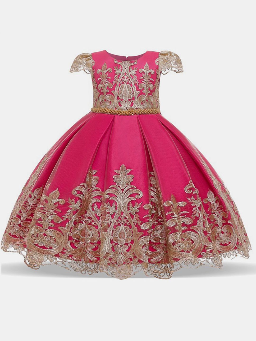 YK Girls Floral Embroidered Gown Dress