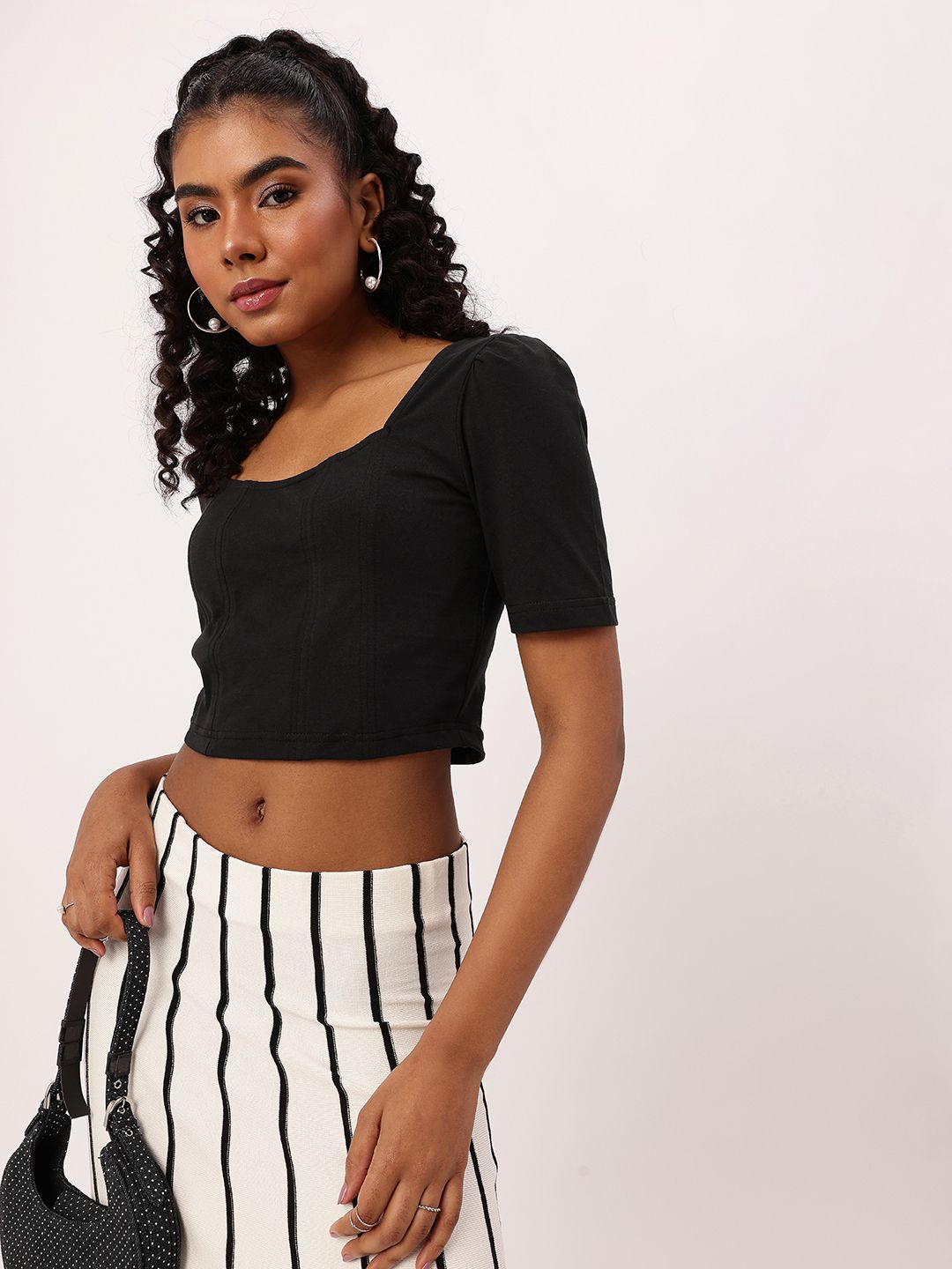 DressBerry Angelical Gathered Crop Corset Top