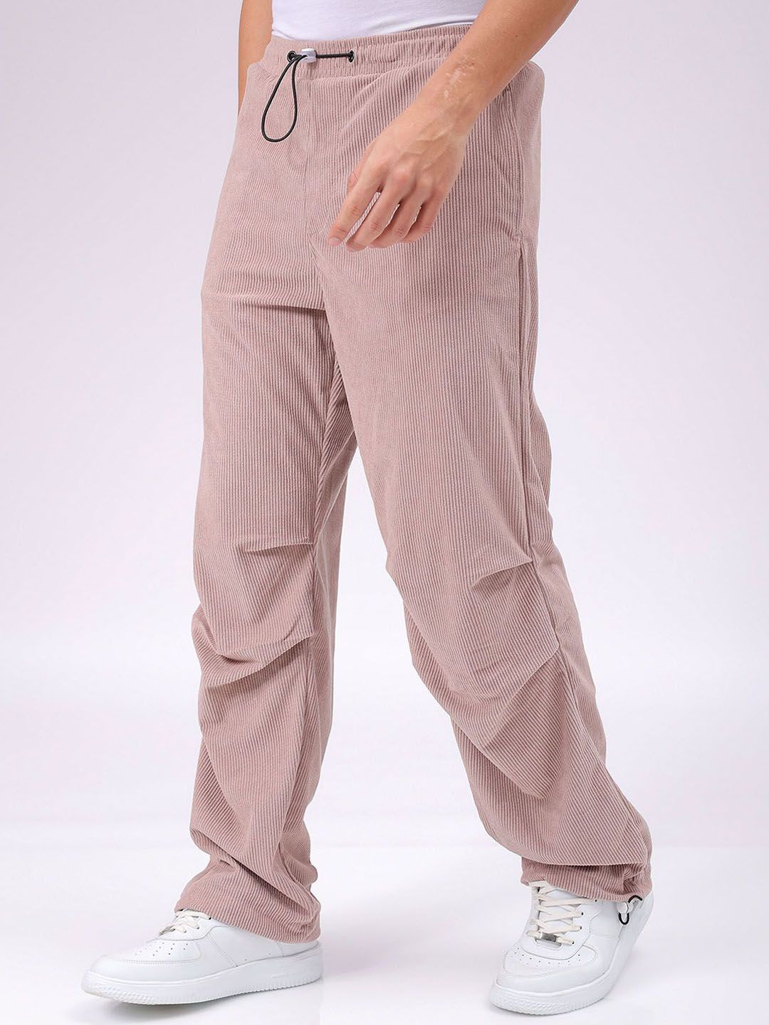 The Indian Garage Co Men Textured Tapered Fit Joggers Casual Trousers