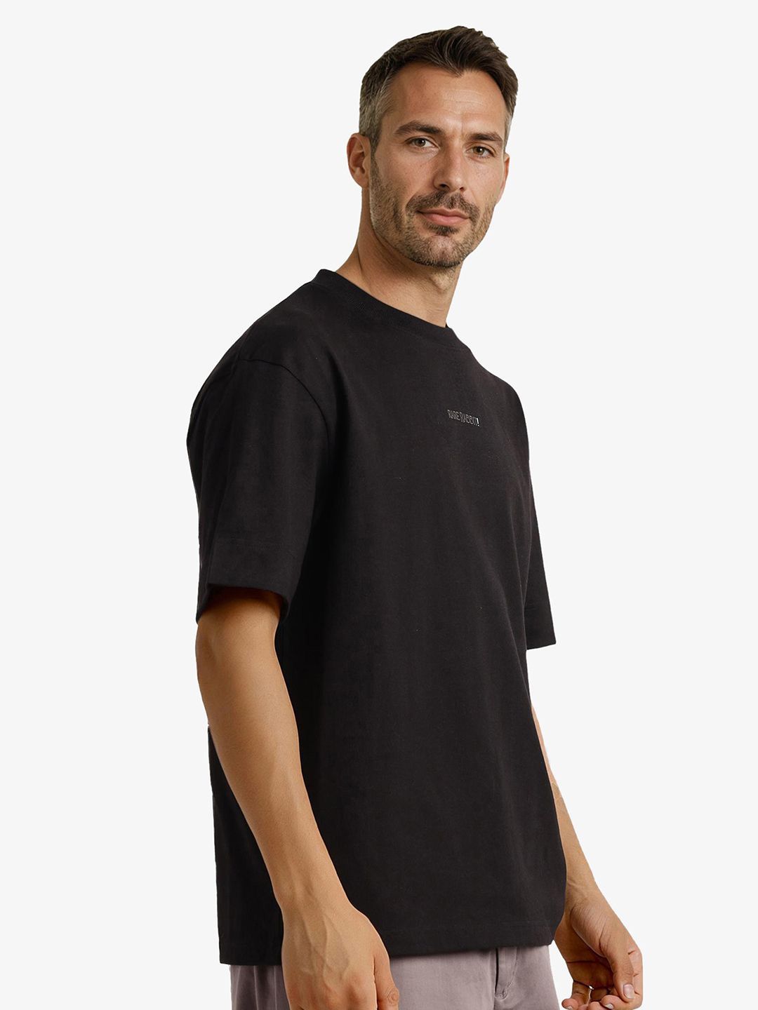 RARE RABBIT Men Graphic Printed Round Neck Cotton Oversized T-shirt