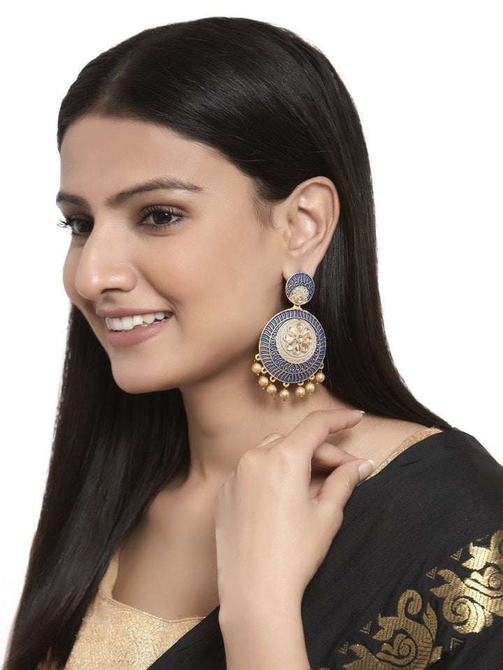 Anouk Gold-Plated Cubic Zirconia Studded Contemporary Drop Earrings