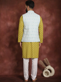 Anouk Embroidered Regular Thread Work Kurta & Churidar With Nehru Jacket
