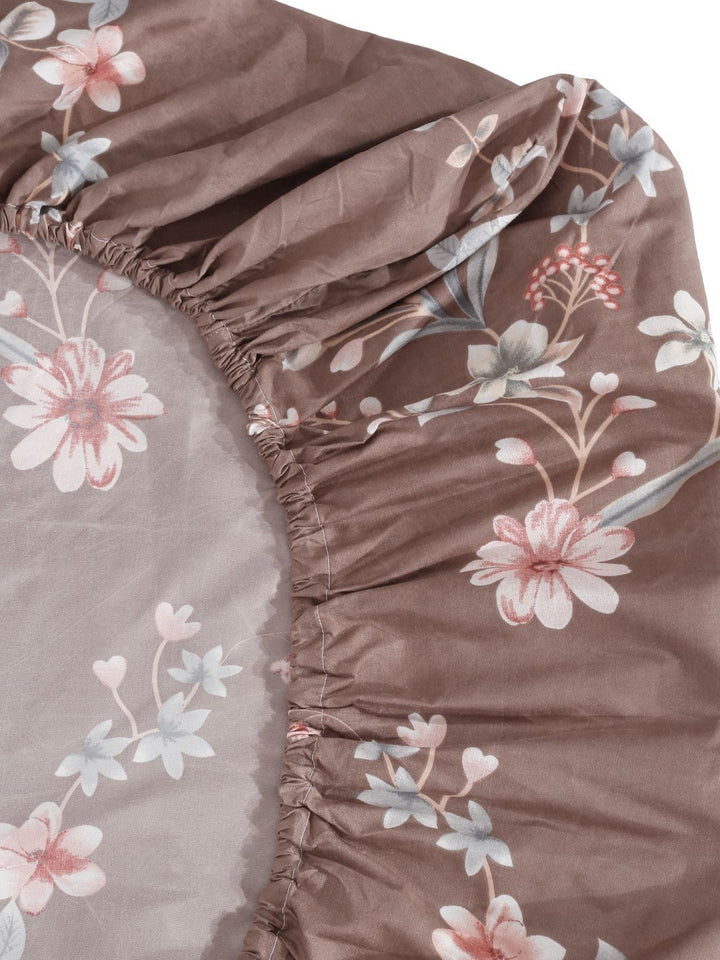 Myntra Elegant Homes Coklat & Putih Bercetak Set Cadar King 300 TC 2.50 m x 2.25 m