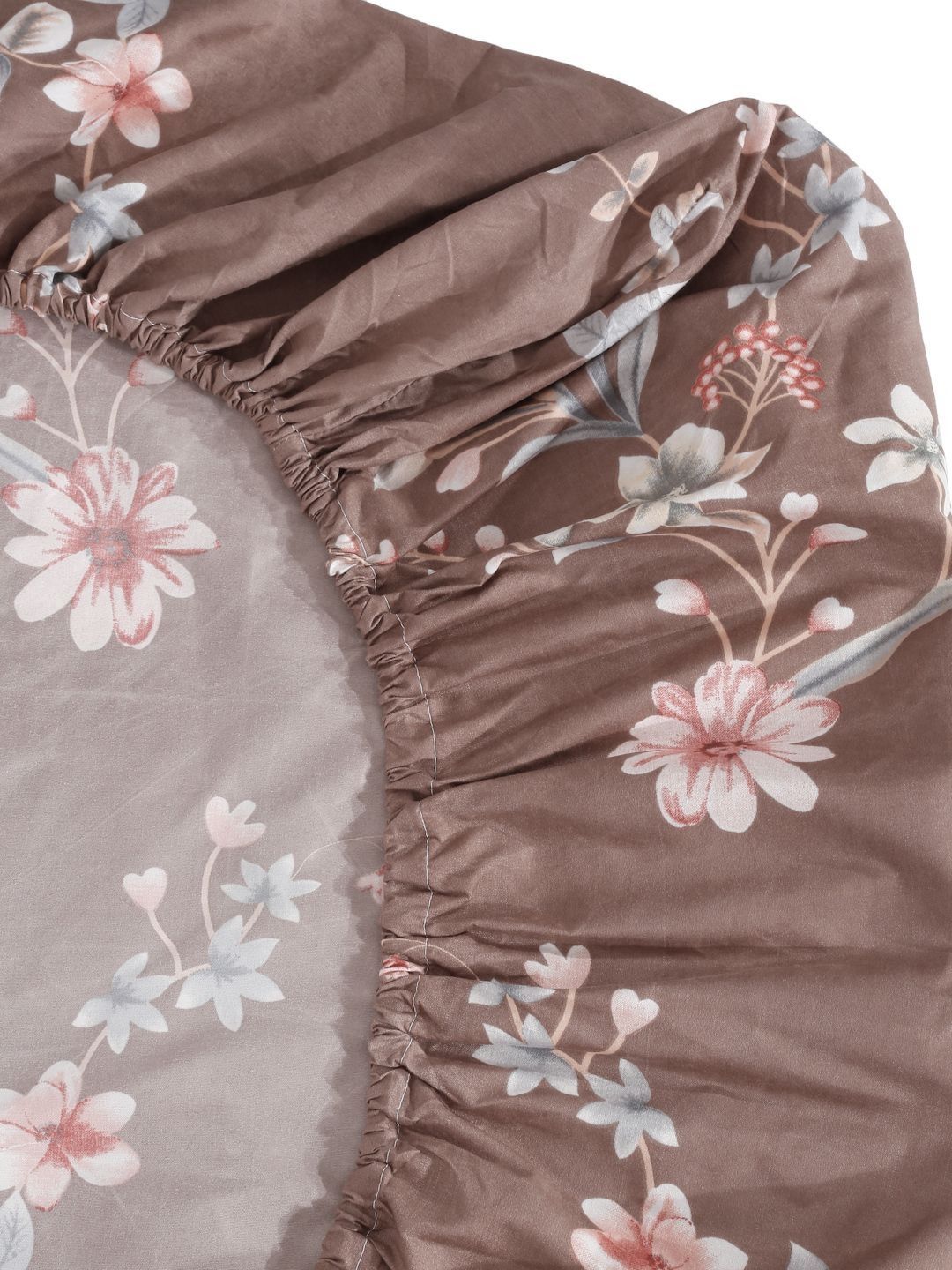 Myntra Elegant Homes Coklat & Putih Bercetak Set Cadar King 300 TC 2.50 m x 2.25 m