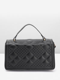 DressBerry Brand Logo Embossed Quilted Satchel