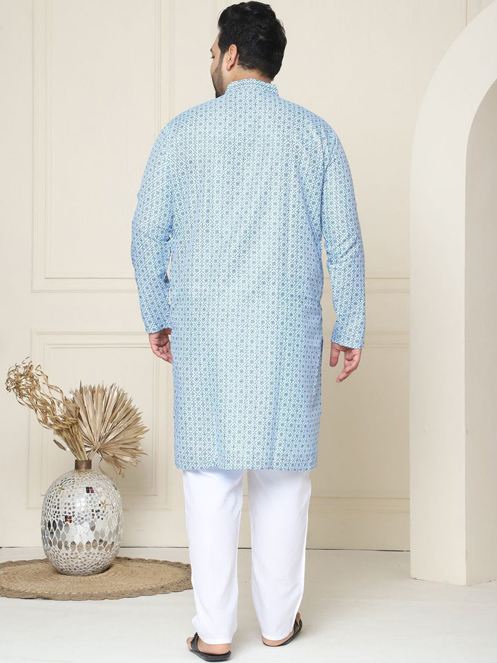 SOJANYA PLUS Floral Embroidered Thread Work Cotton Linen Straight Kurta with Pyjamas