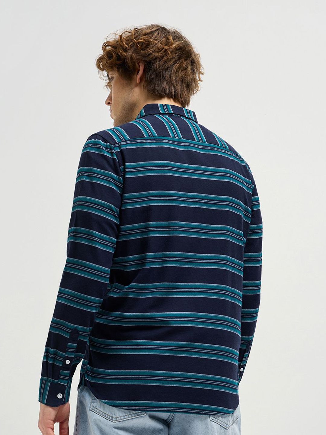 THE BEAR HOUSE 
Men Cotton Slim Fit Striped Casual Shirt