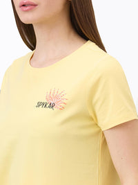 SPYKAR Women Regular Fit Graphic Printed Round Neck Cotton T-shirt