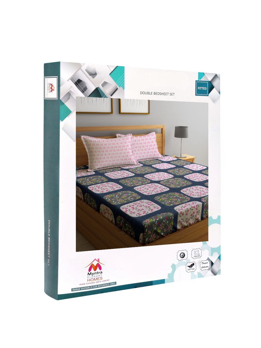 Myntra Elegant Homes Grey & Pink Floral 300 TC King Bedsheet with 2 Pillow Covers