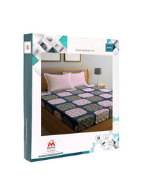 Myntra Elegant Homes Grey & Pink Floral 300 TC King Bedsheet with 2 Pillow Covers
