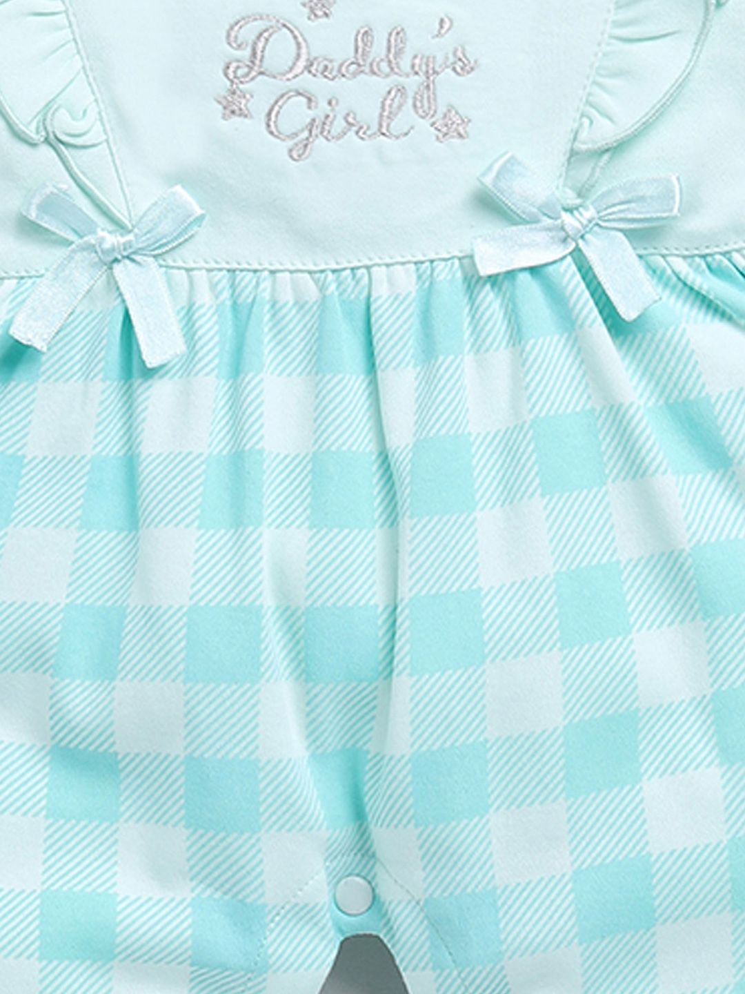 Moms Love Infant Girls Checked Pure Cotton Rompers With Ruffle Detail