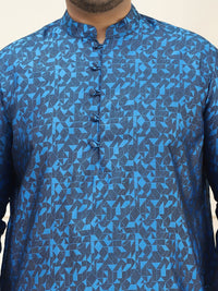 SOJANYA PLUS Size Geometric Mandarin Collar Straight Kurta