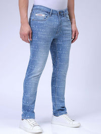 The Indian Garage Co Men Printed Slim Straight Fit Stretchable Jeans