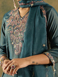 Indo Era Ethnic Motifs Embroidered Liva Kurta With Trousers & Dupatta