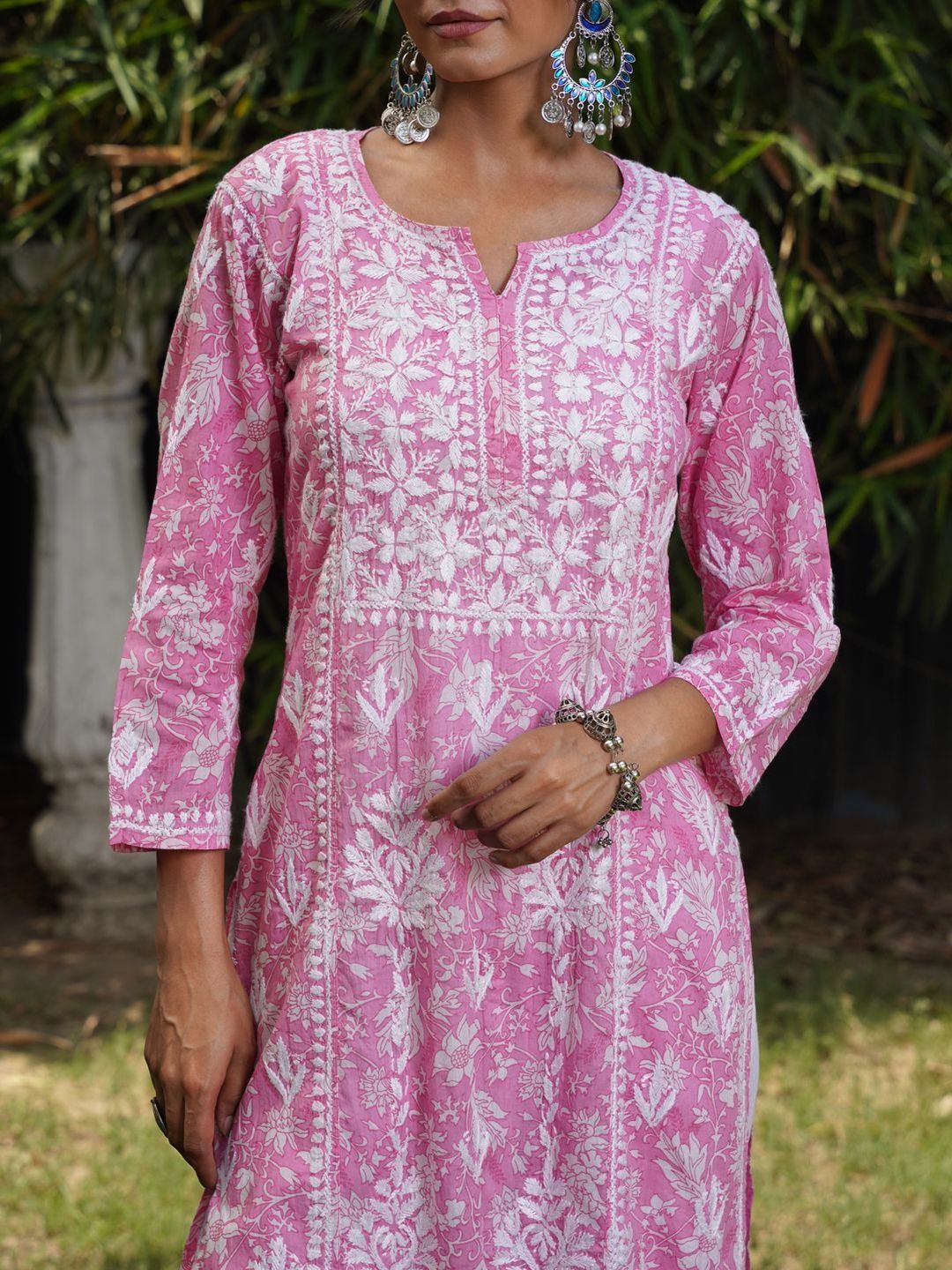 Rumah Wanita Chikankari Kurta Chikankari Sulaman Bunga