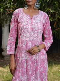 House of Chikankari Women Floral Embroidered Chikankari Kurta