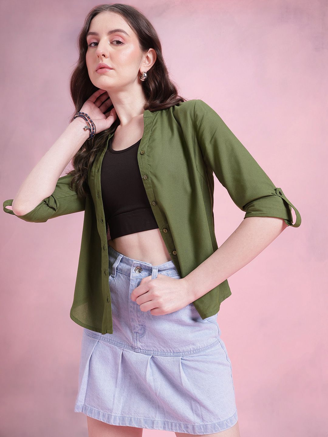 DressBerry Band Collar Shirt