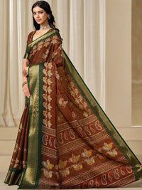 KALINI Woven Design Zardozi Silk Blend Zari Border Saree