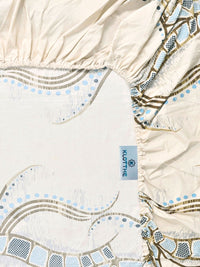 KLOTTHE Cream Color & Grey Printed 300 TC Double Bedsheet & 2 Pillow Covers-2.5 m x 2.25 m