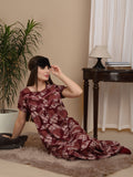 Sweet Dreams Women Printed Pure Cotton Round Neck Short Sleeves Regular Maxi Nightdress