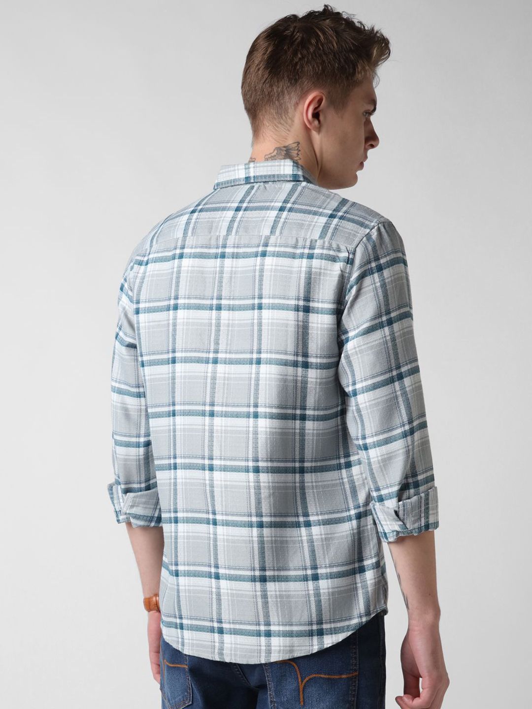 VASTRADO Men Classic Slim Fit Tartan Checks Opaque Checked Cotton Casual Shirt