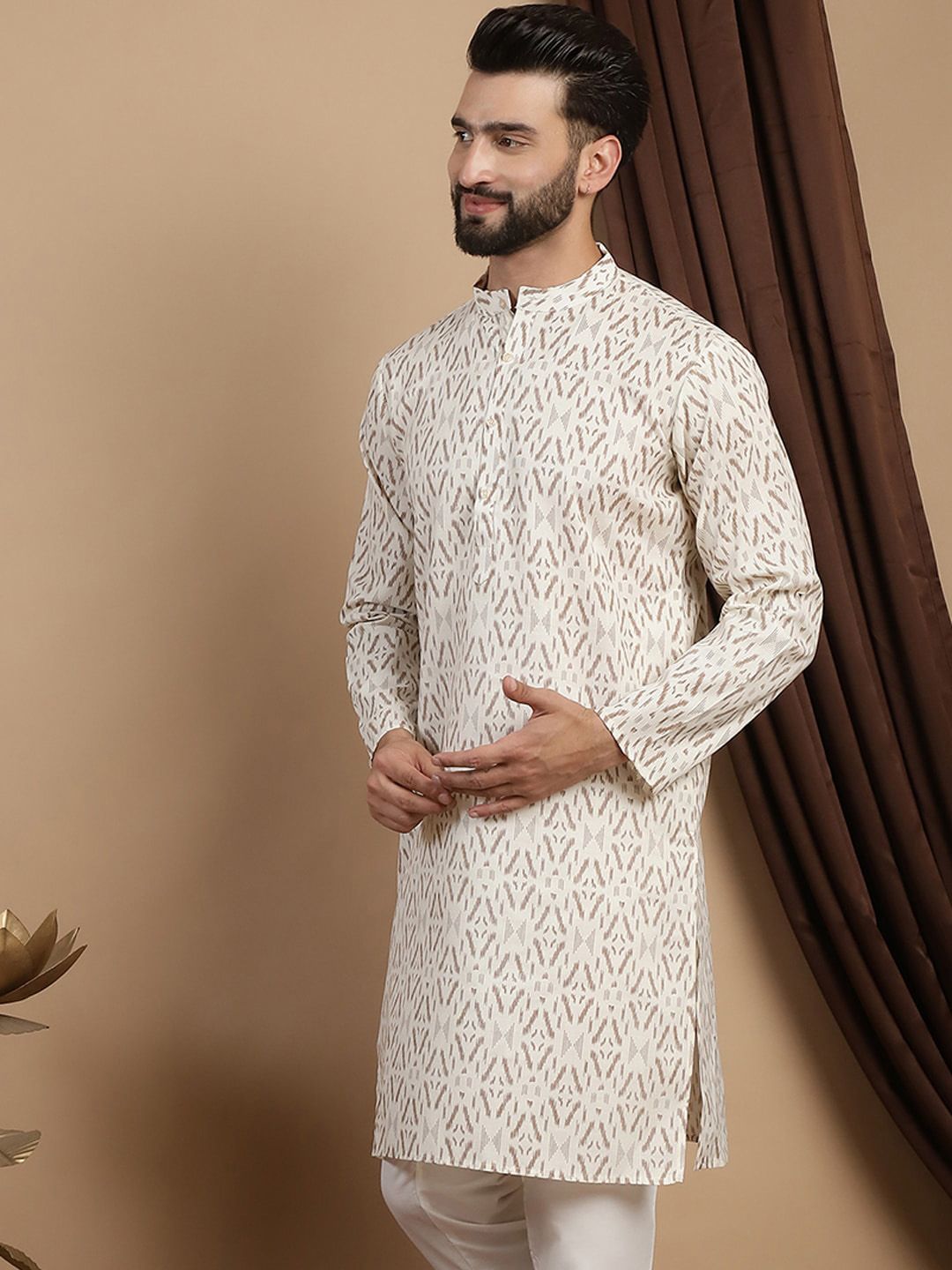 Anouk Geometric Printed Kurta Kapas Tulen Lurus