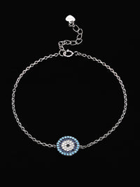 PANASH 925 Sterling Silver Rhodium-Plated Cubic Zirconia Link Bracelet